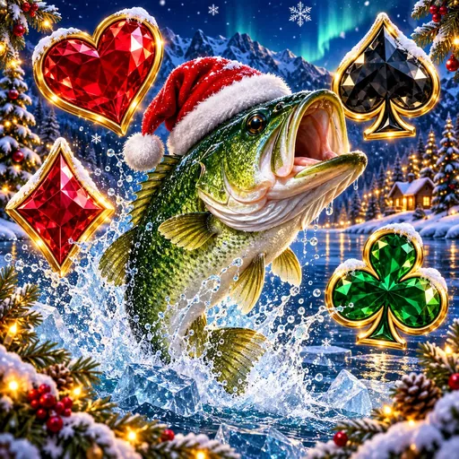 Big Catch Bass Fishing Christmas pokie cover art