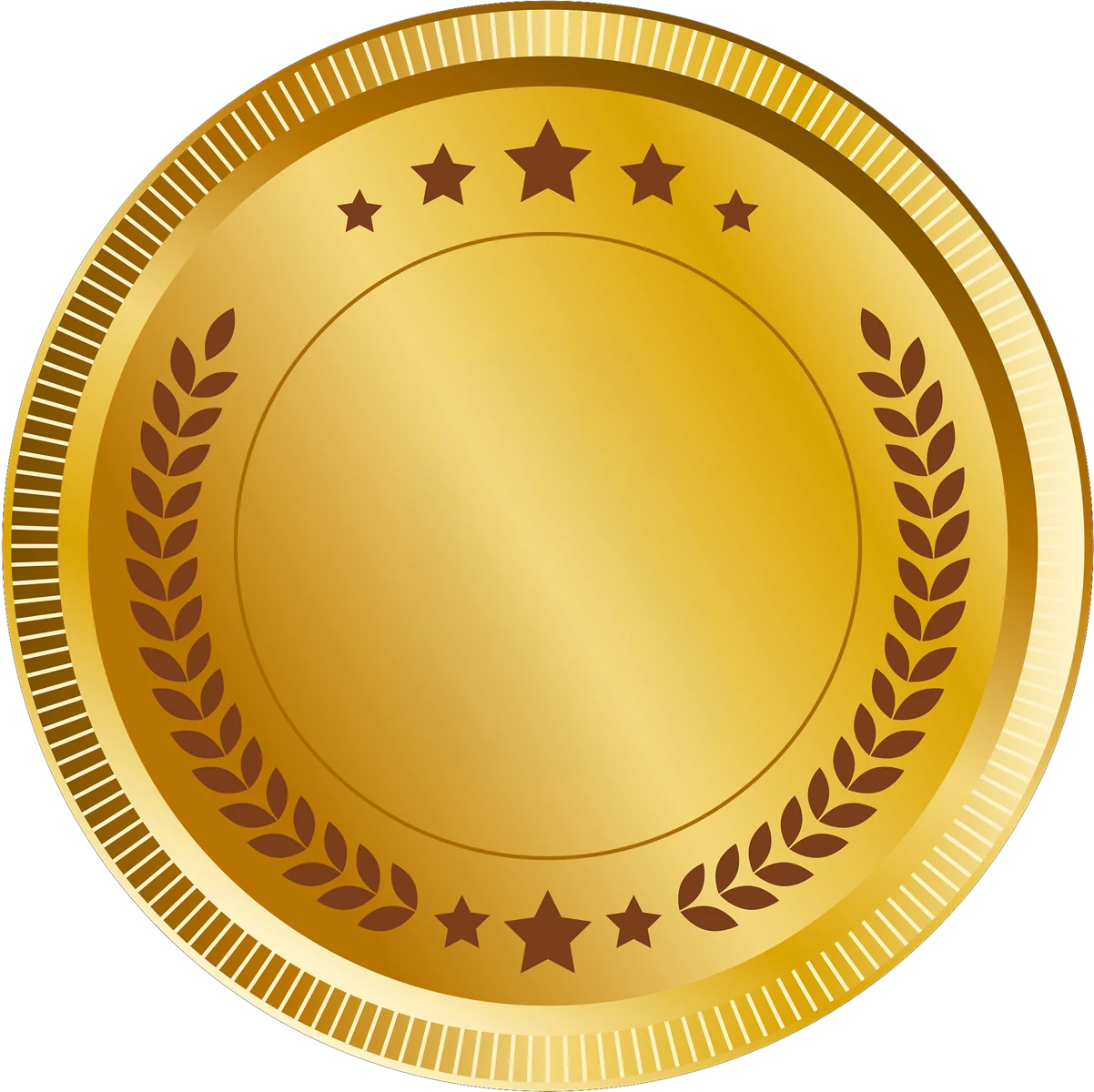 Empty gold medal seal with laurel branches, standing in for Here2Win Casino's licence credentials